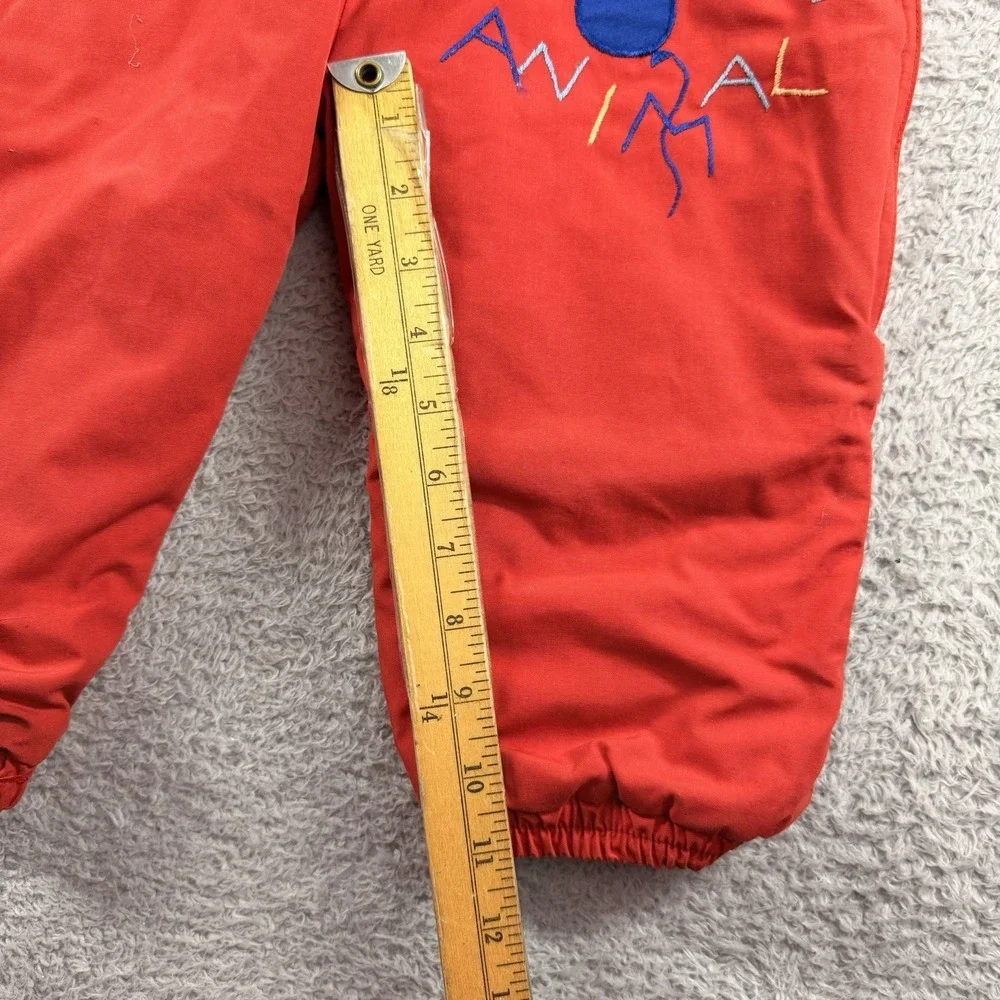 VINTAGE 80s Mighty Mac Baby Snow Suit 18 Months Red Teddy Bear Party Fur Lined